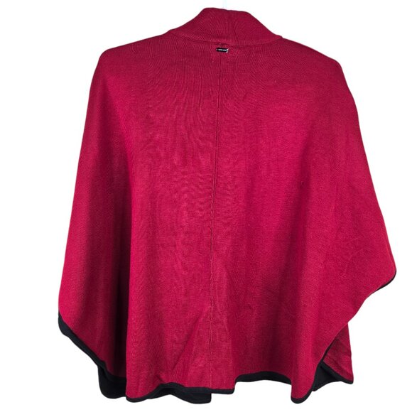 Anne Klein Cape Poncho Knit Sweater Size XL Red Full Zip Cardigan *Holes* - Picture 2 of 10